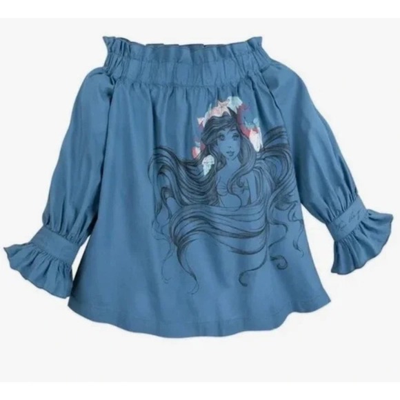 Disney Parks Little Mermaid Ariel Off Shoulder Blouse Sz XXL 2X Boho Cottagecore - Picture 1 of 4